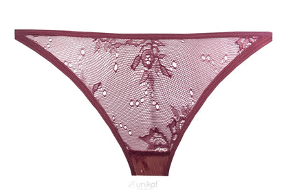 Sheer Mesh Lace Thong Panty Caro - STREET STYLE