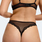 Sheer Lace Trim High Leg Thong Blush Lotus Black - STREET STYLE
