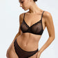 Sheer Lace Trim High Leg Thong Blush Lotus Black - STREET STYLE