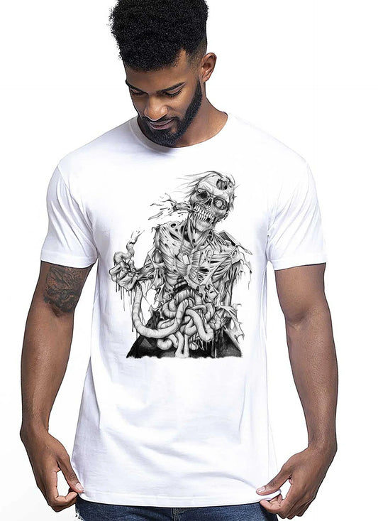 Skull Zombi Silizzato Tattoo 9012 T-shirt Urban Men Uomo 100% Cotone Pettinato JK - STREET STYLE