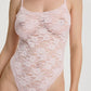 Soft Mesh Lace Bodysuit Blush Rosette Pink - STREET STYLE