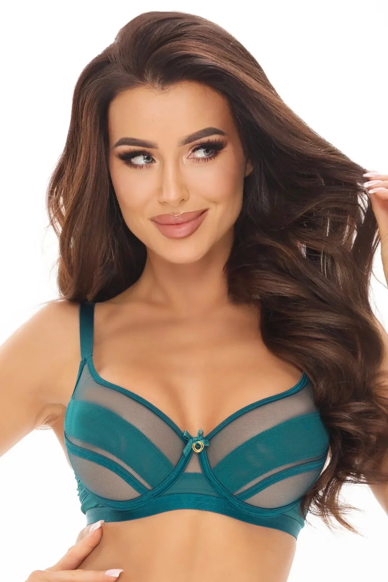 Soft Sheer Mesh Balconette Bra Axami Stripe Green - STREET STYLE