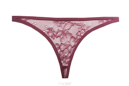 Sheer Mesh Lace Thong Panty Caro - STREET STYLE