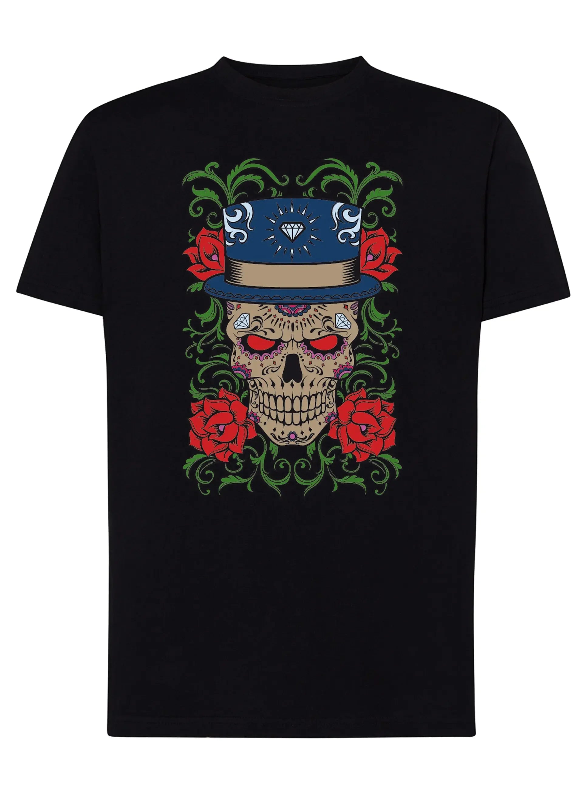 Sugarskull Skull Motor Tattoo 9055 T-shirt Urban Men Uomo 100% Cotone Pettinato JK - STREET STYLE