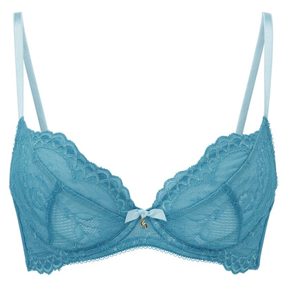 Gossard Superboost Lace Sheer Plunge Bra Ocean Blue - STREET STYLE