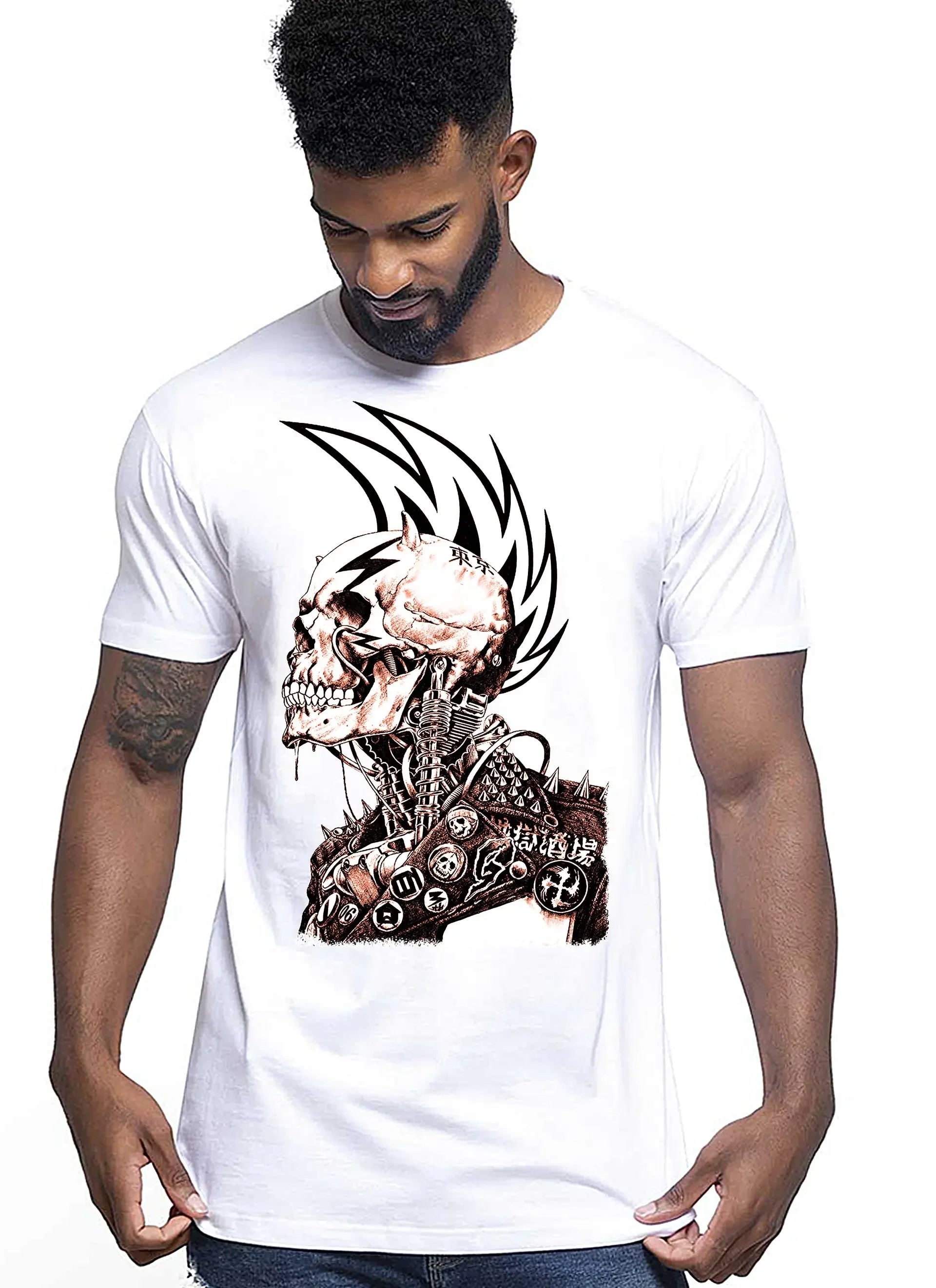 Tattoo Punk Skull Zombi Tattoo 9026 T-shirt Urban Men Uomo 100% Cotone Pettinato JK - STREET STYLE