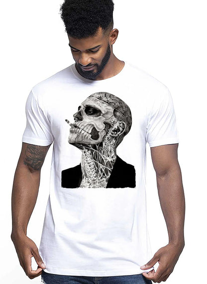 Tattoo Uman Men Cigar Skull Zombi Tattoo 9024 T-shirt Urban Men Uomo 100% Cotone Pettinato JK - STREET STYLE