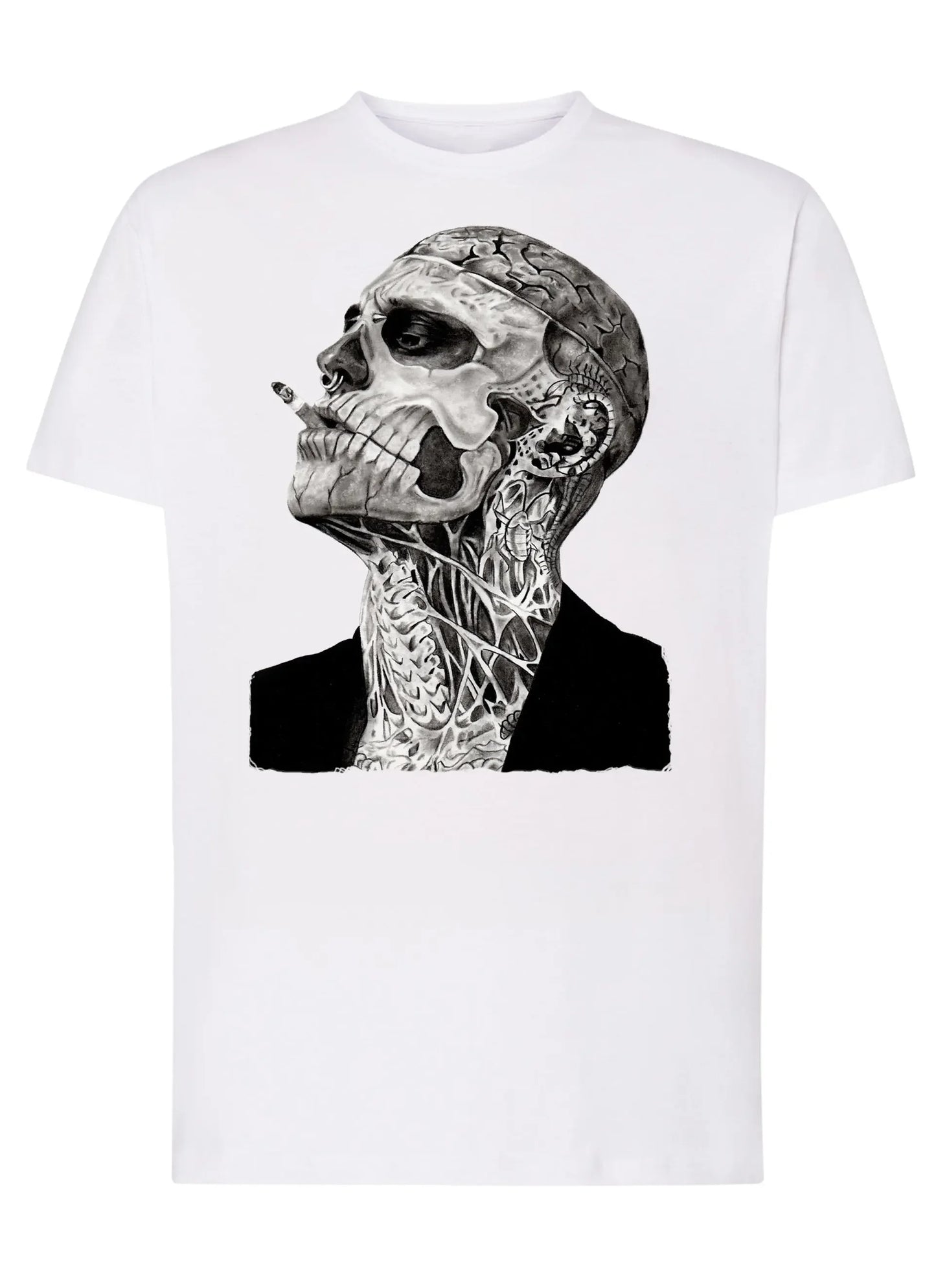 Tattoo Uman Men Cigar Skull Zombi Tattoo 9024 T-shirt Urban Men Uomo 100% Cotone Pettinato JK - STREET STYLE