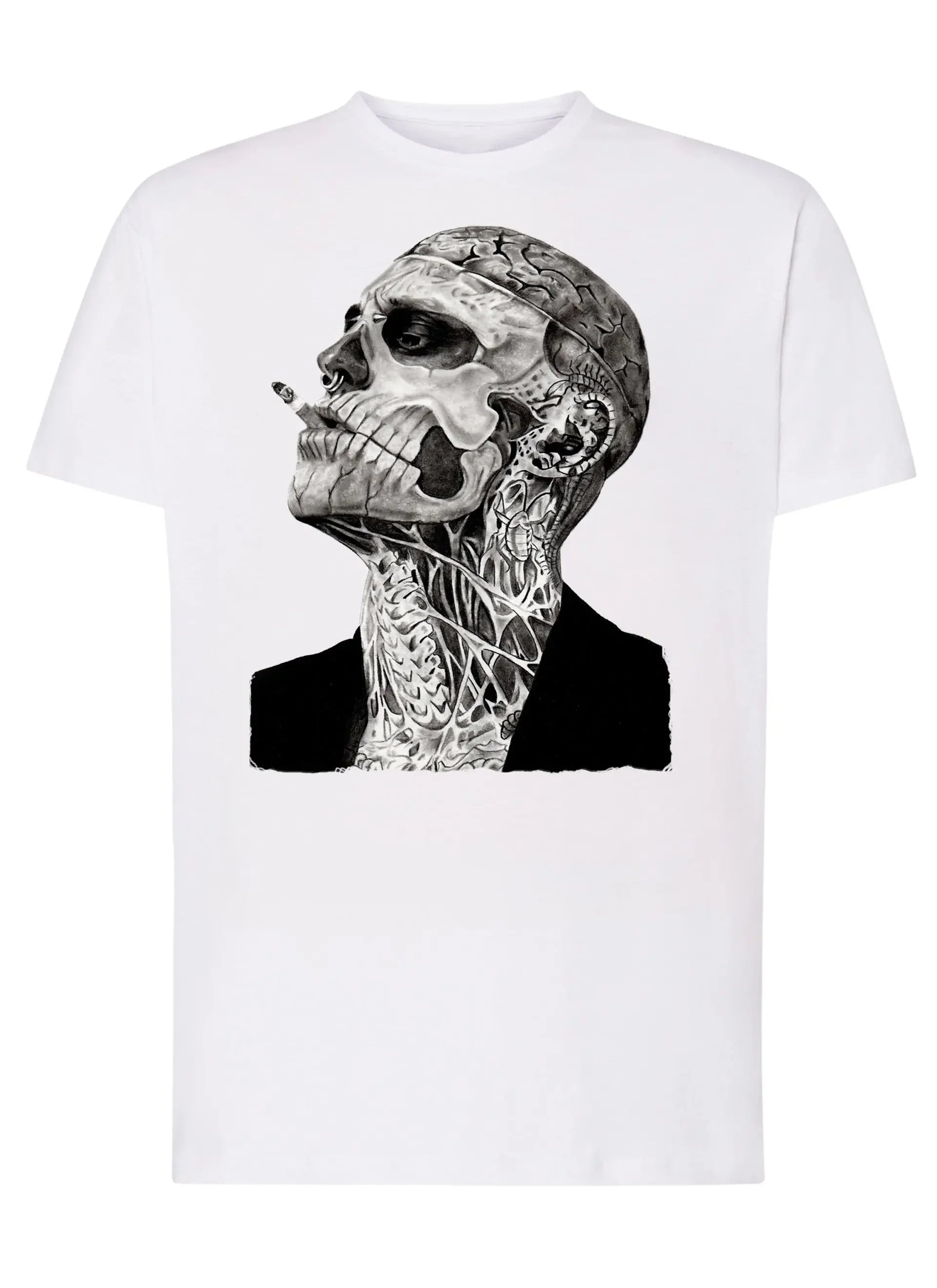 Tattoo Uman Men Cigar Skull Zombi Tattoo 9024 T-shirt Urban Men Uomo 100% Cotone Pettinato JK - STREET STYLE