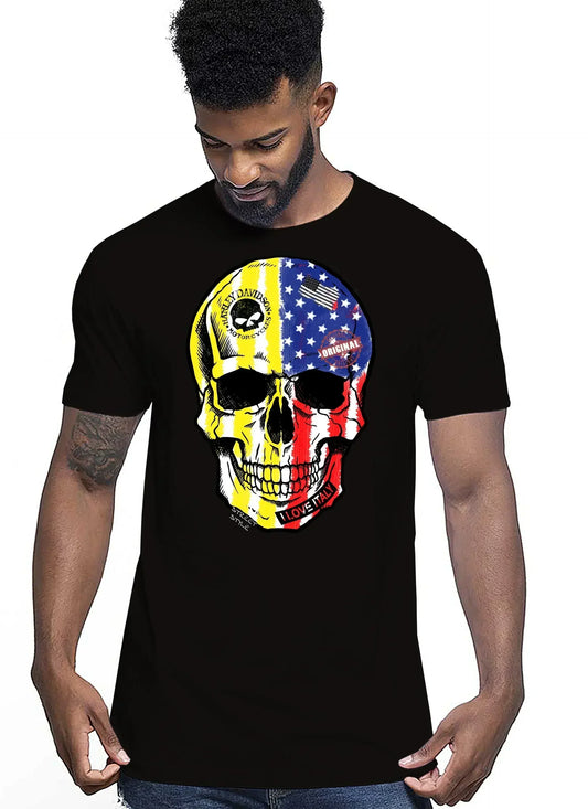 Teschio America Gold Tattoo 9072 T-shirt Urban Men Uomo 100% Cotone Pettinato JK - STREET STYLE
