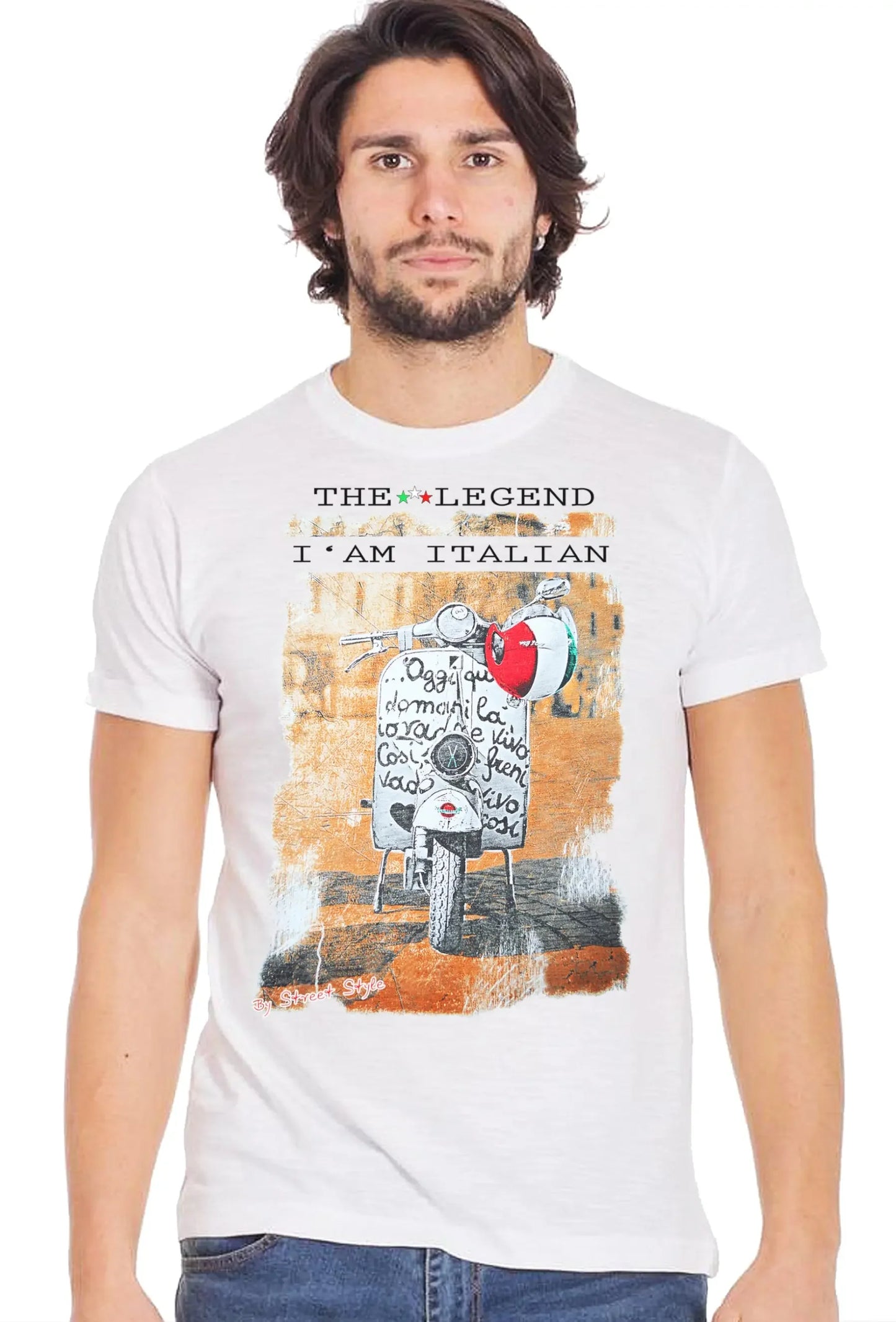 The Legend Vespa - T-Shirt Uomo 100% Cotone Fiammato - STREET STYLE