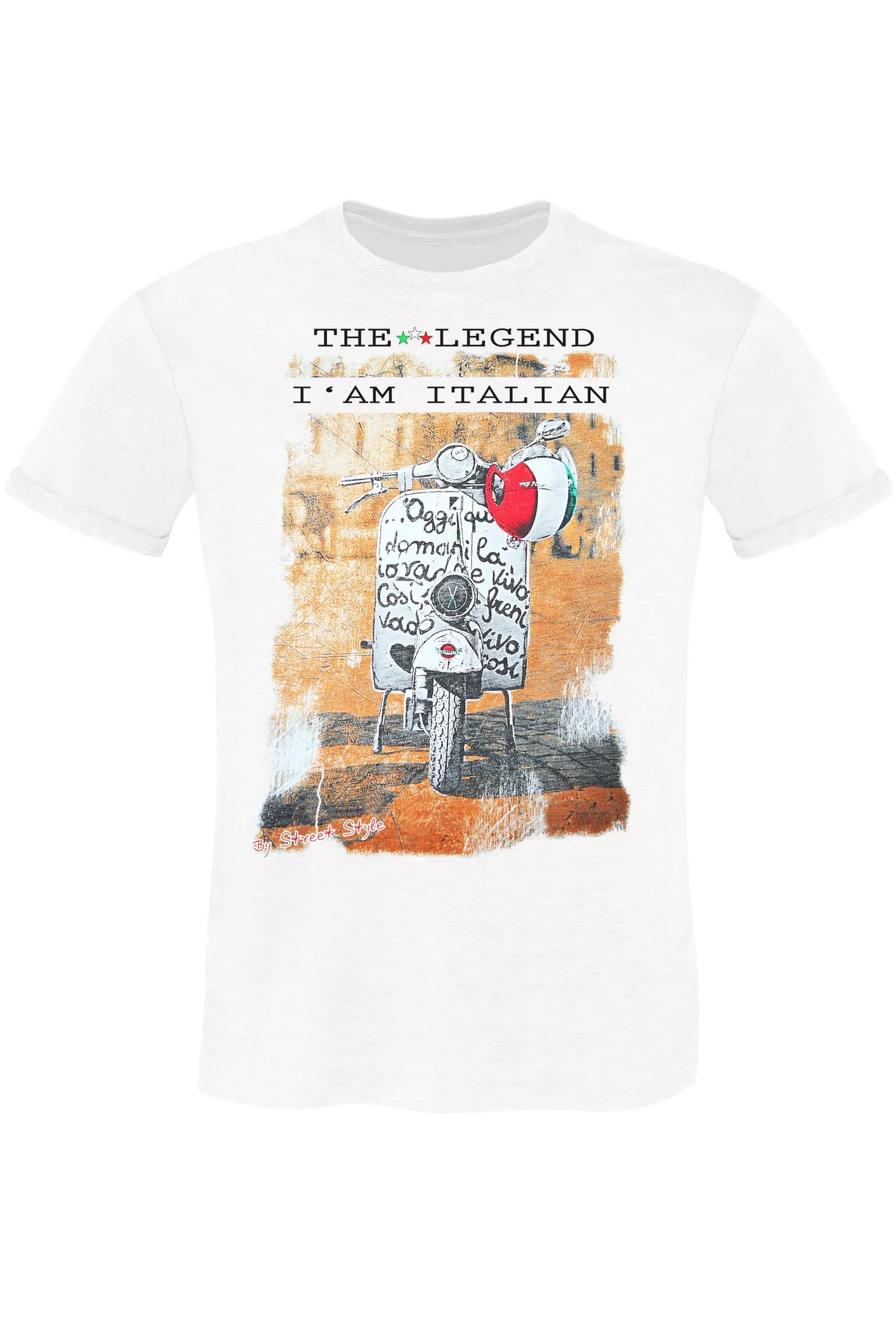 The Legend Vespa - T-Shirt Uomo 100% Cotone Fiammato - STREET STYLE