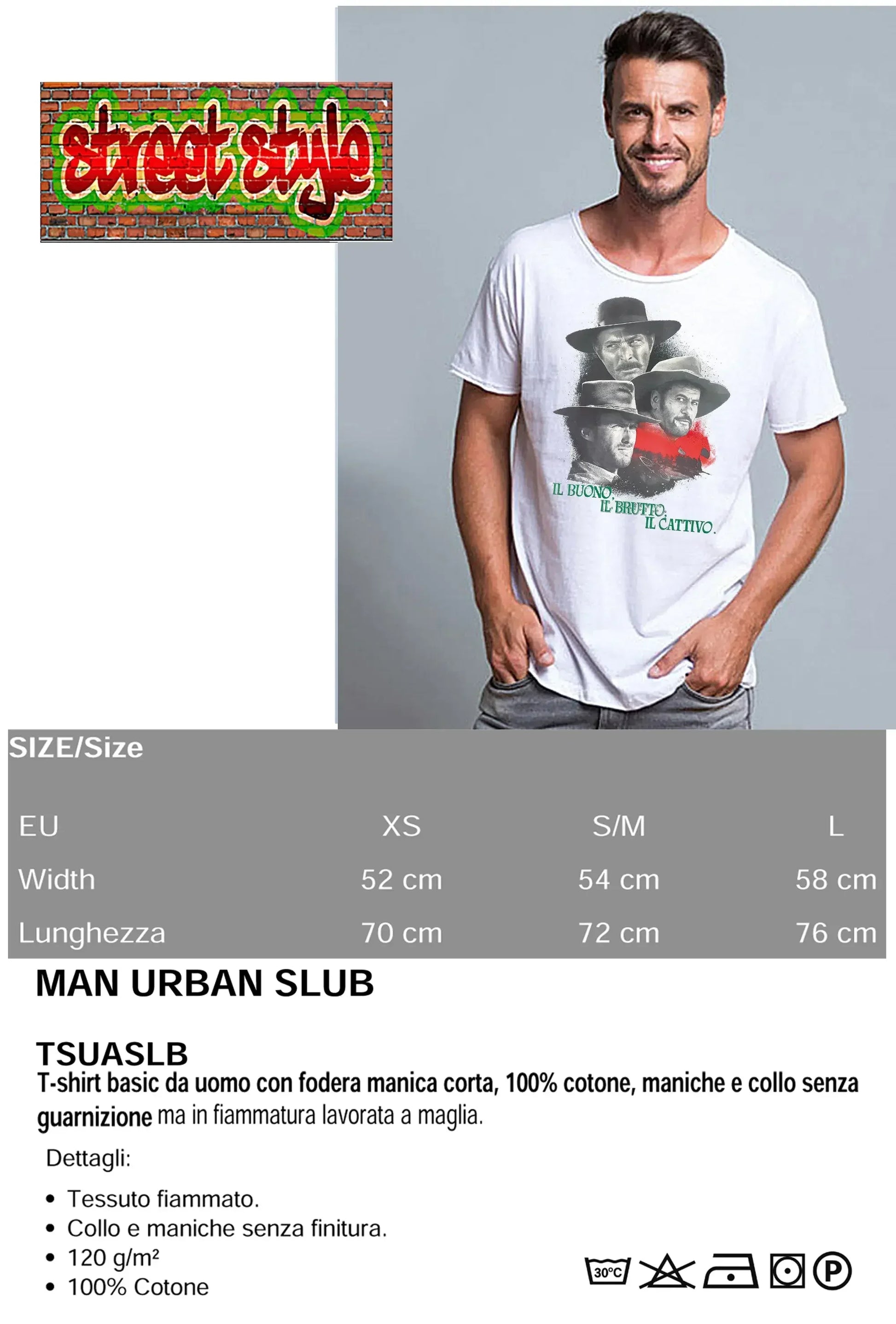 The Legend Il Bello il Brutto e il Cattivo Poster Soggetto Cinema Attori 18-80-2 T-shirt Urban Slub Men Uomo 100% Cotone Fiammato JK - STREET STYLE