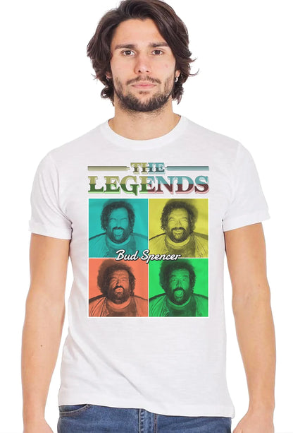 The Legends Quad Bud Spencer 18-70-9 T-Shirt Urban Men Uomo 100% Cotone Fiammato BS - STREET STYLE