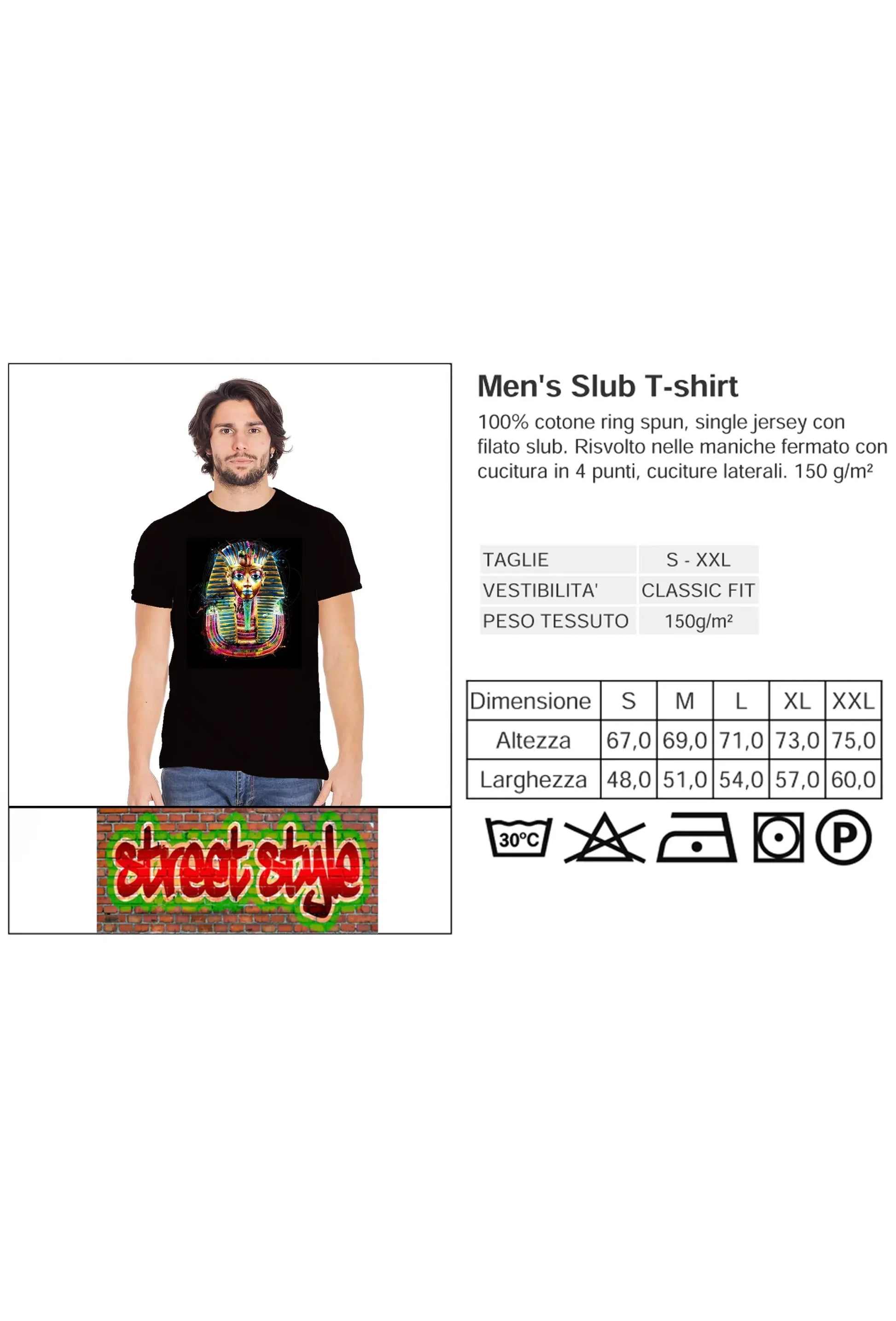 Tutankamen Artistico Color - T-shirt Uomo Urban Slub - STREET STYLE