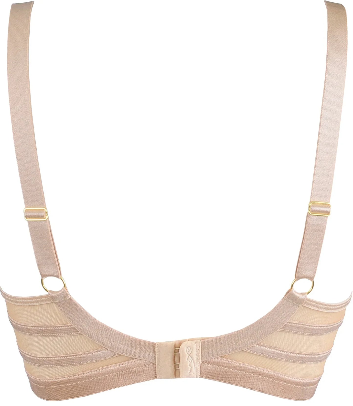 Soft Sheer Mesh Balconette Bra Axami Stripe Nude - STREET STYLE