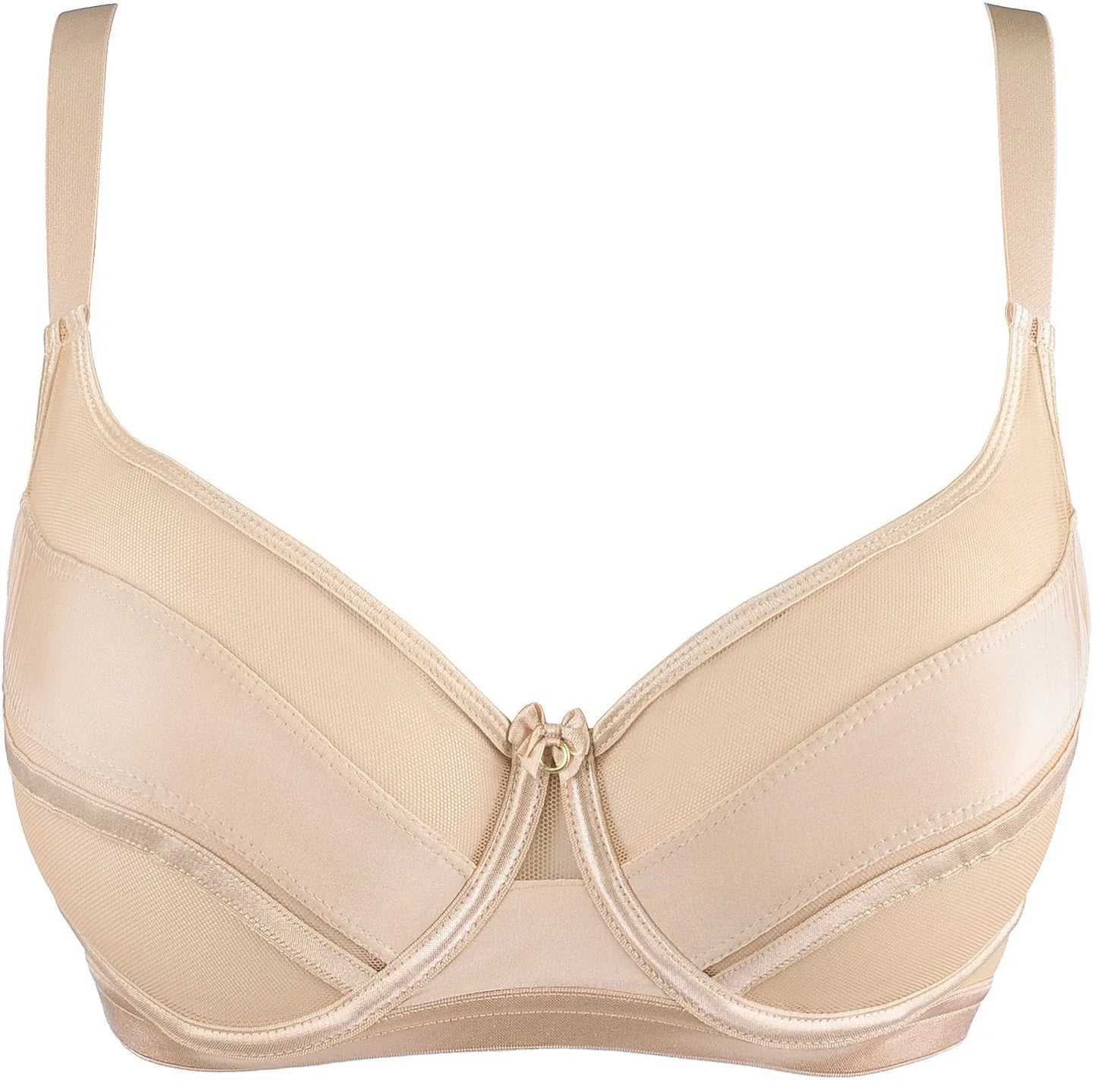 Soft Sheer Mesh Balconette Bra Axami Stripe Nude - STREET STYLE
