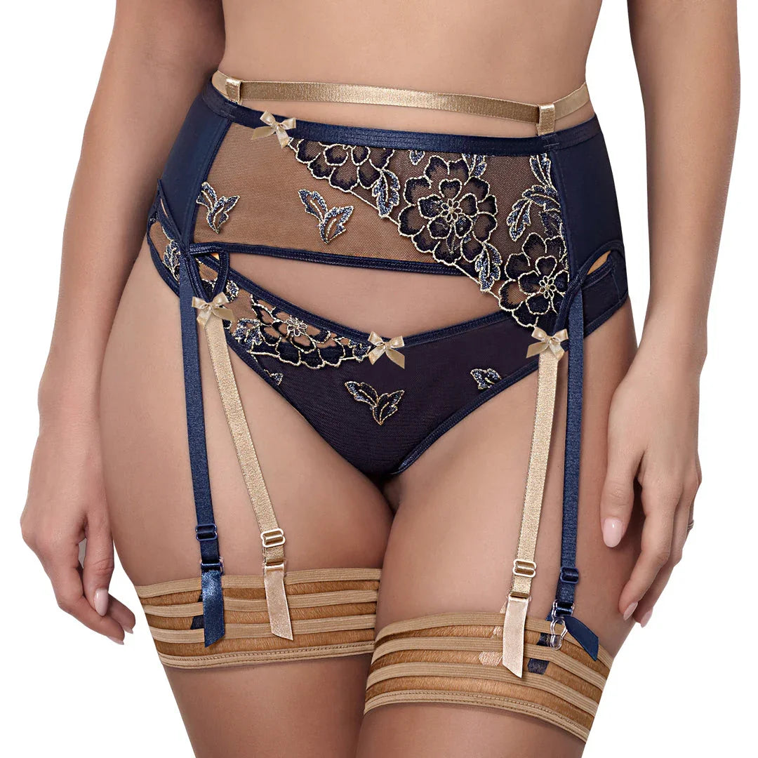 Sheer Mesh Garter Belt Axami Blue Lagoon - STREET STYLE