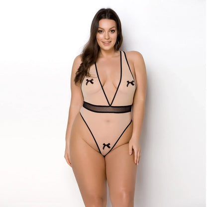 Sheer Mesh Deep V-Neck Bodysuit Passion Viena - STREET STYLE