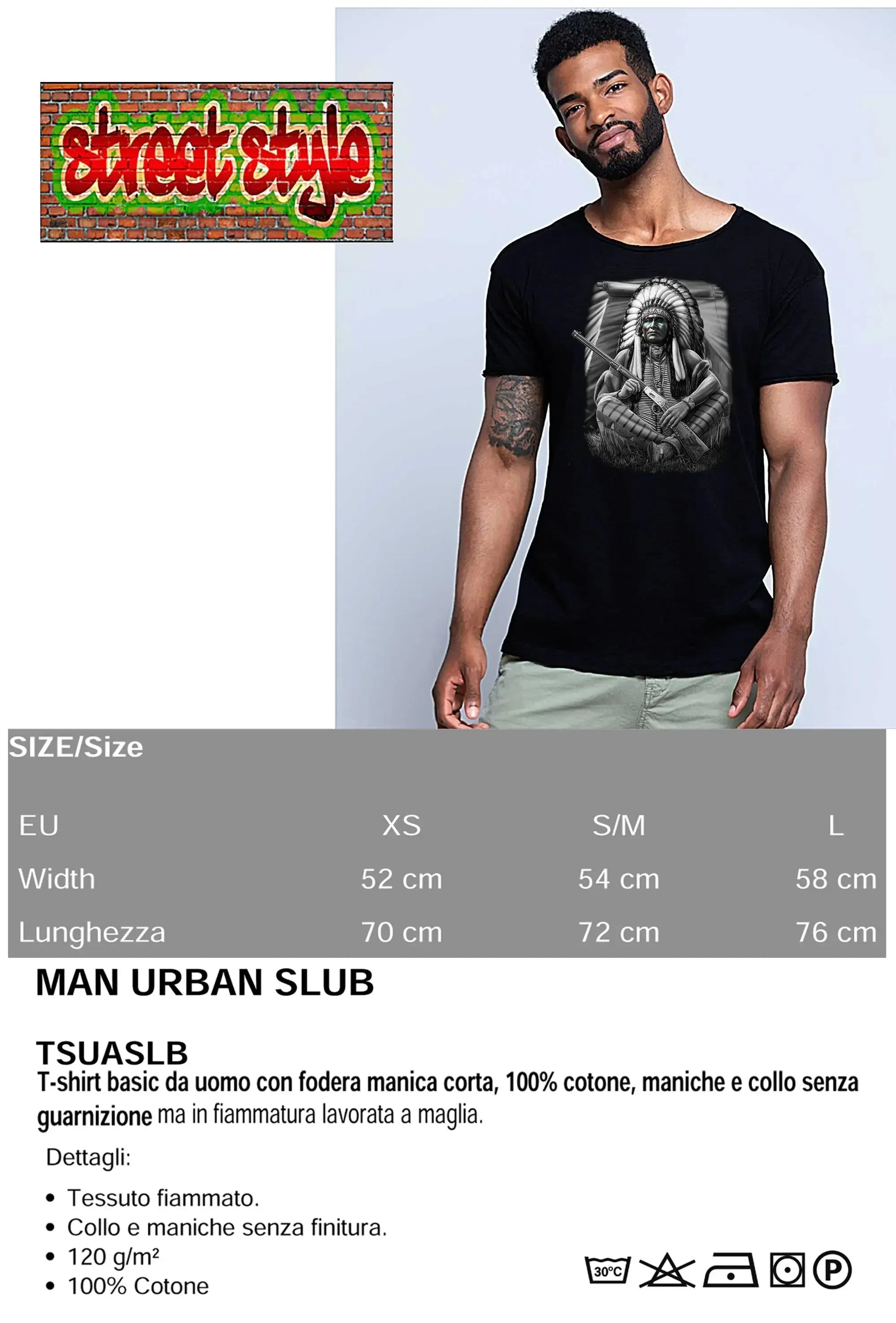 Vanity Tattoo Skull - T-shirt Uomo Cotone Fiammato - STREET STYLE