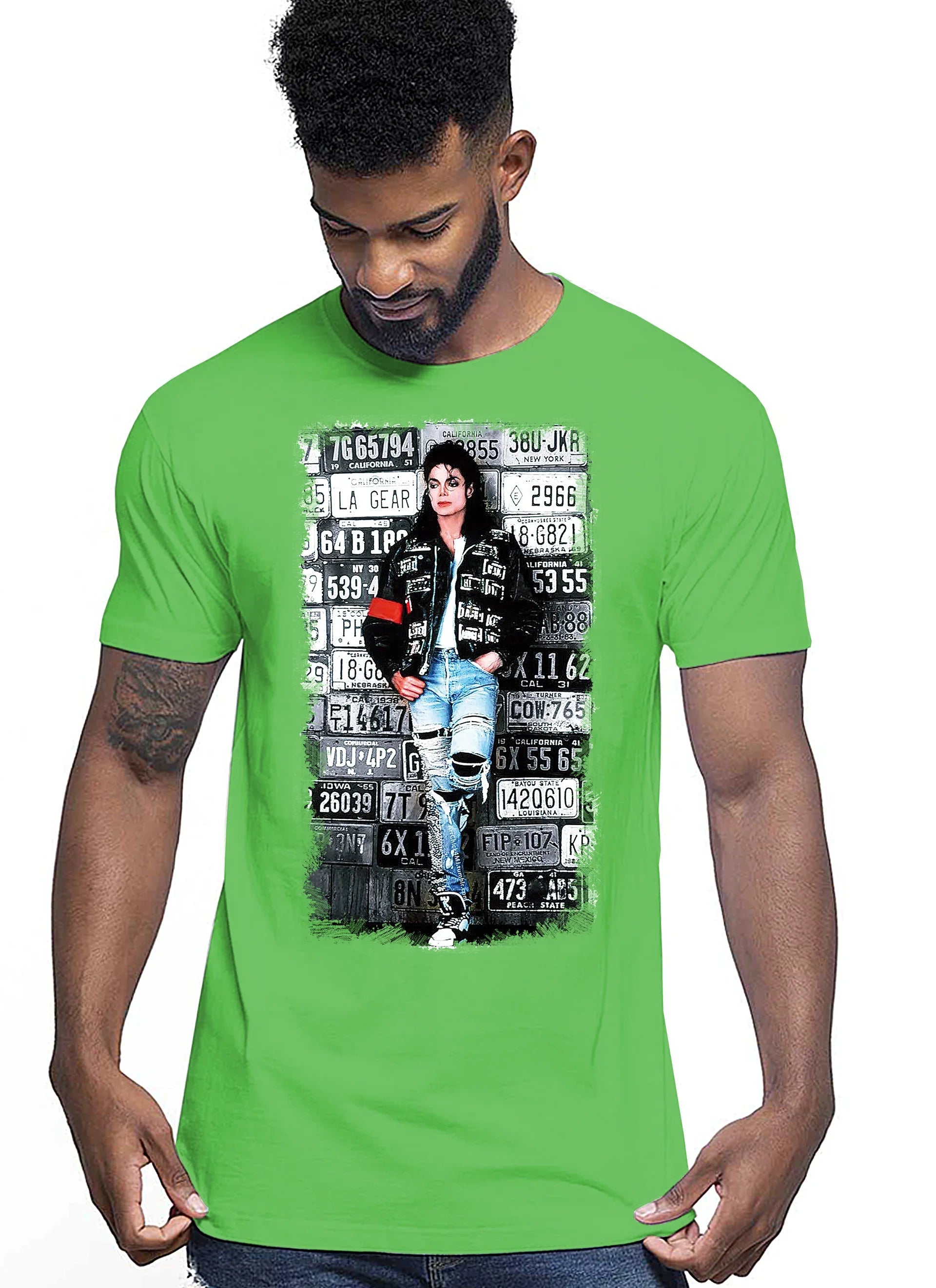 The Legend Michael Jackson Cantante Soggetto 18-20-49-2 T-shirt Urban Men Uomo 100% Cotone Pettinato JK - STREET STYLE