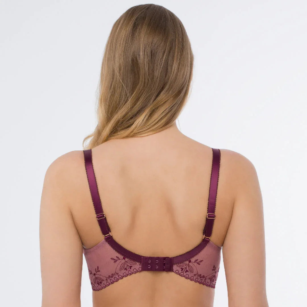 Sheer Mesh Embroidered Balconette Bra Viola - STREET STYLE