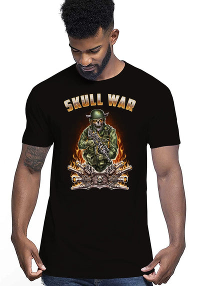 War Skull Tattoo 9053 T-shirt Urban Men Uomo 100% Cotone Pettinato JK - STREET STYLE