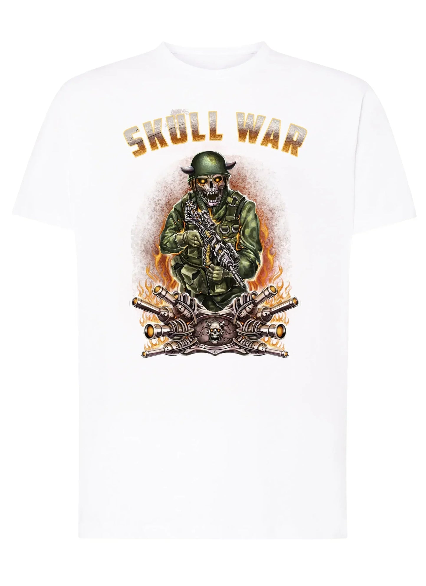 War Skull Tattoo 9053 T-shirt Urban Men Uomo 100% Cotone Pettinato JK - STREET STYLE