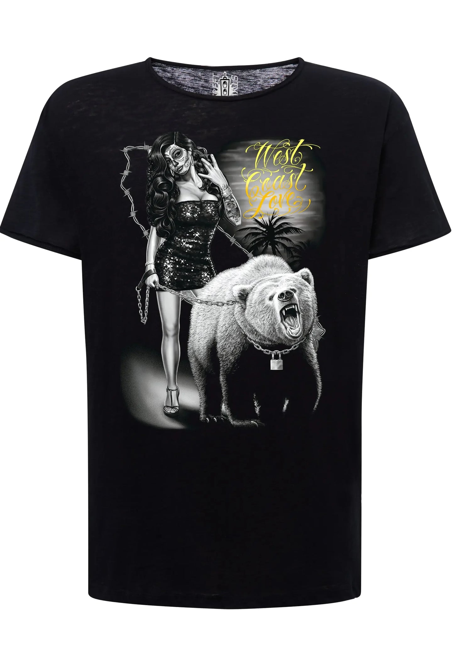 T-shirt Uomo West Coast Tattoo Skull | Cotone Fiammato - STREET STYLE