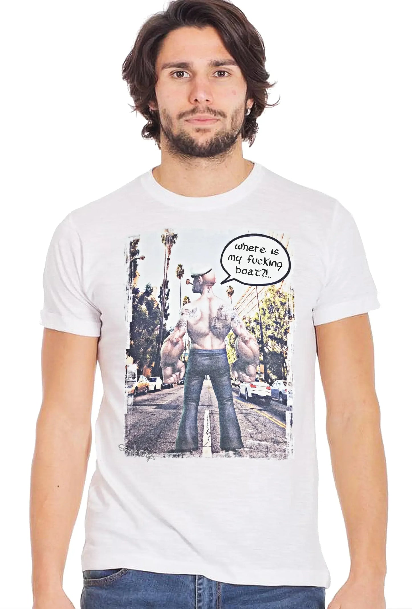 Where Is My Boat! T-shirt Uomo - Cotone Fiammato - STREET STYLE