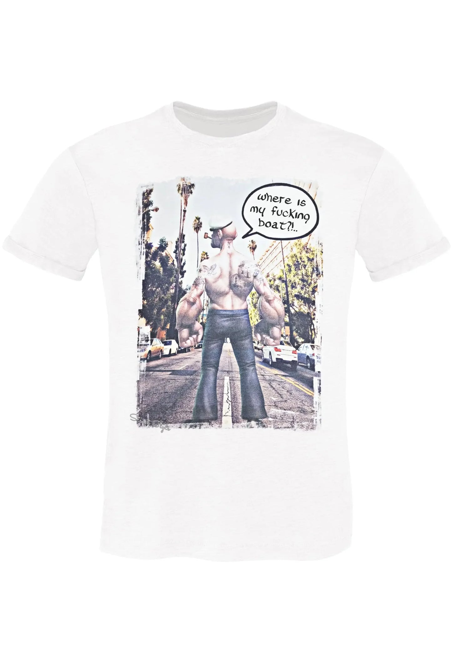 Where Is My Boat! T-shirt Uomo - Cotone Fiammato - STREET STYLE