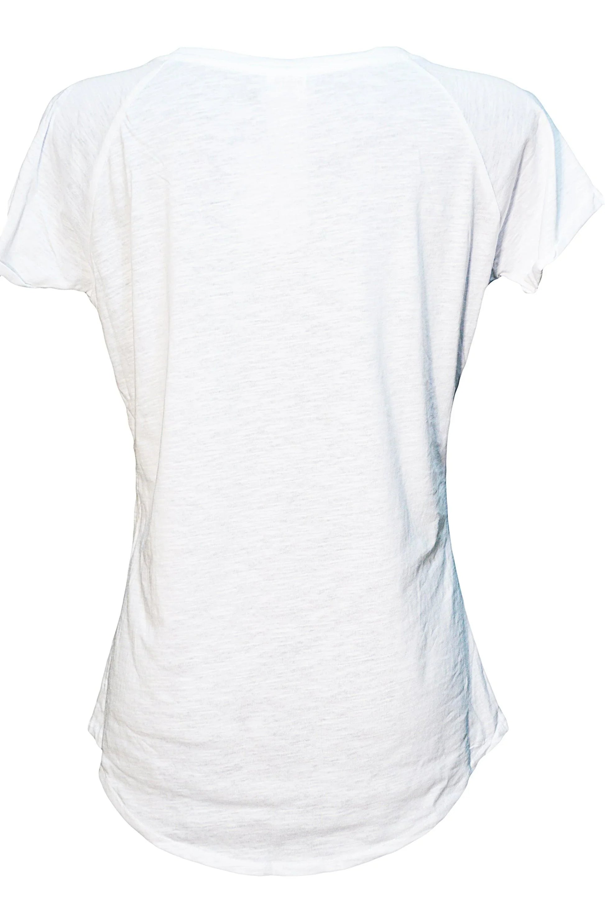 T-shirt donna bianca cotone fiammato, streetwear essenziale vista retro