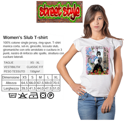 T-shirt Audrey Hepburn Donna Slub - Cotone Bio - STREET STYLE