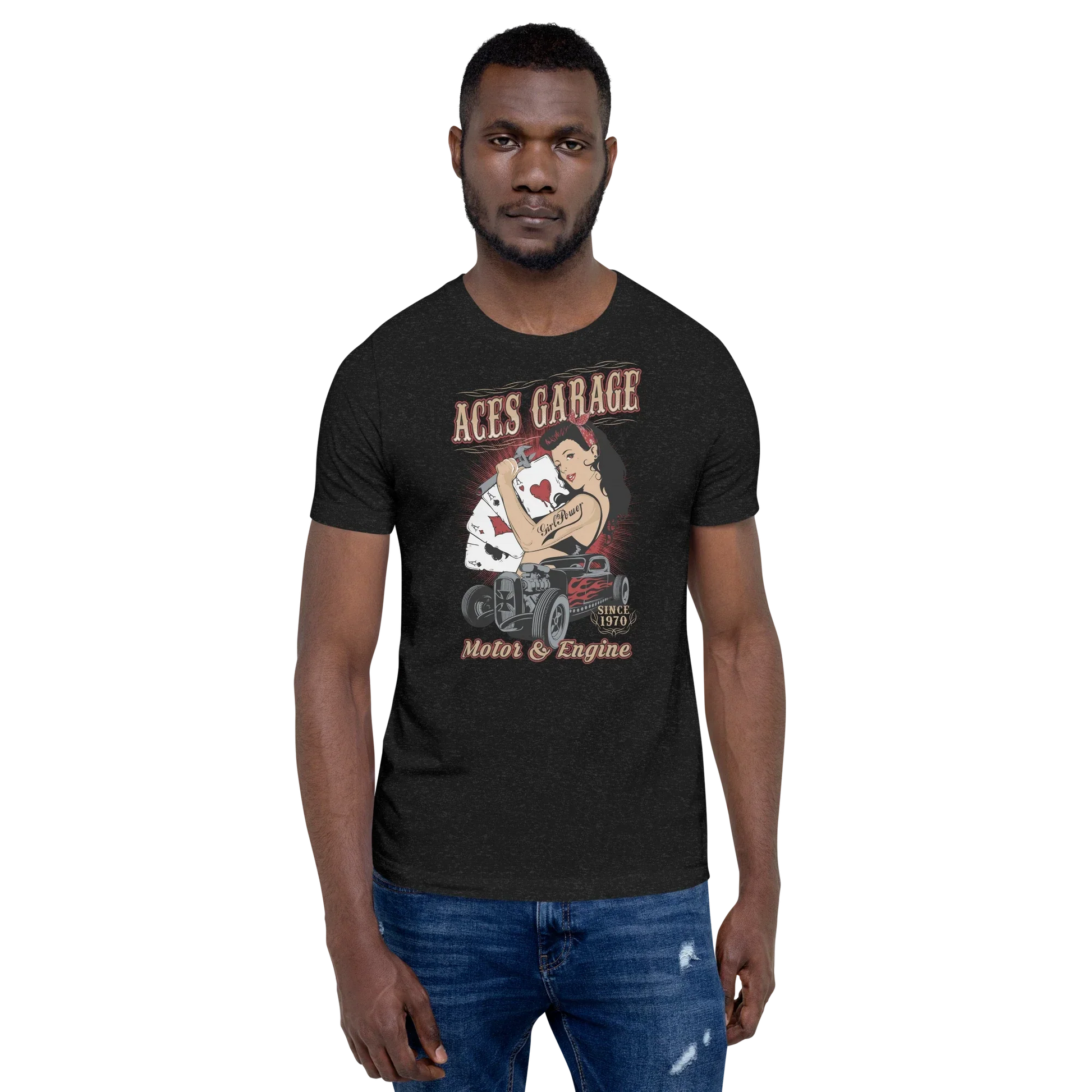 T-shirt Uomo Aces Garage Hot Rod Pin-Up Stile Vintage 10157 Aces garage - STREET STYLE