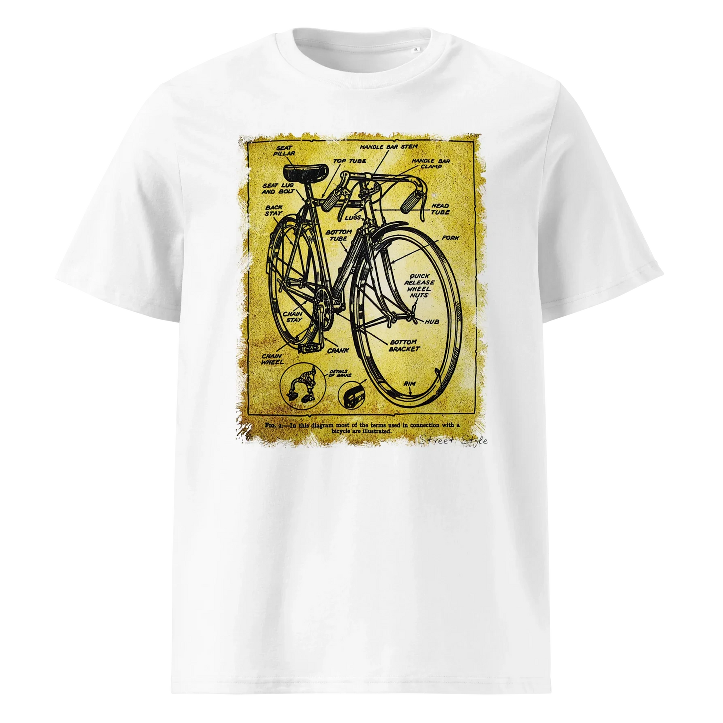 T-shirt Uomo con Stampa Diagramma Bici Vintage | Anatomia Ciclista - STREET STYLE