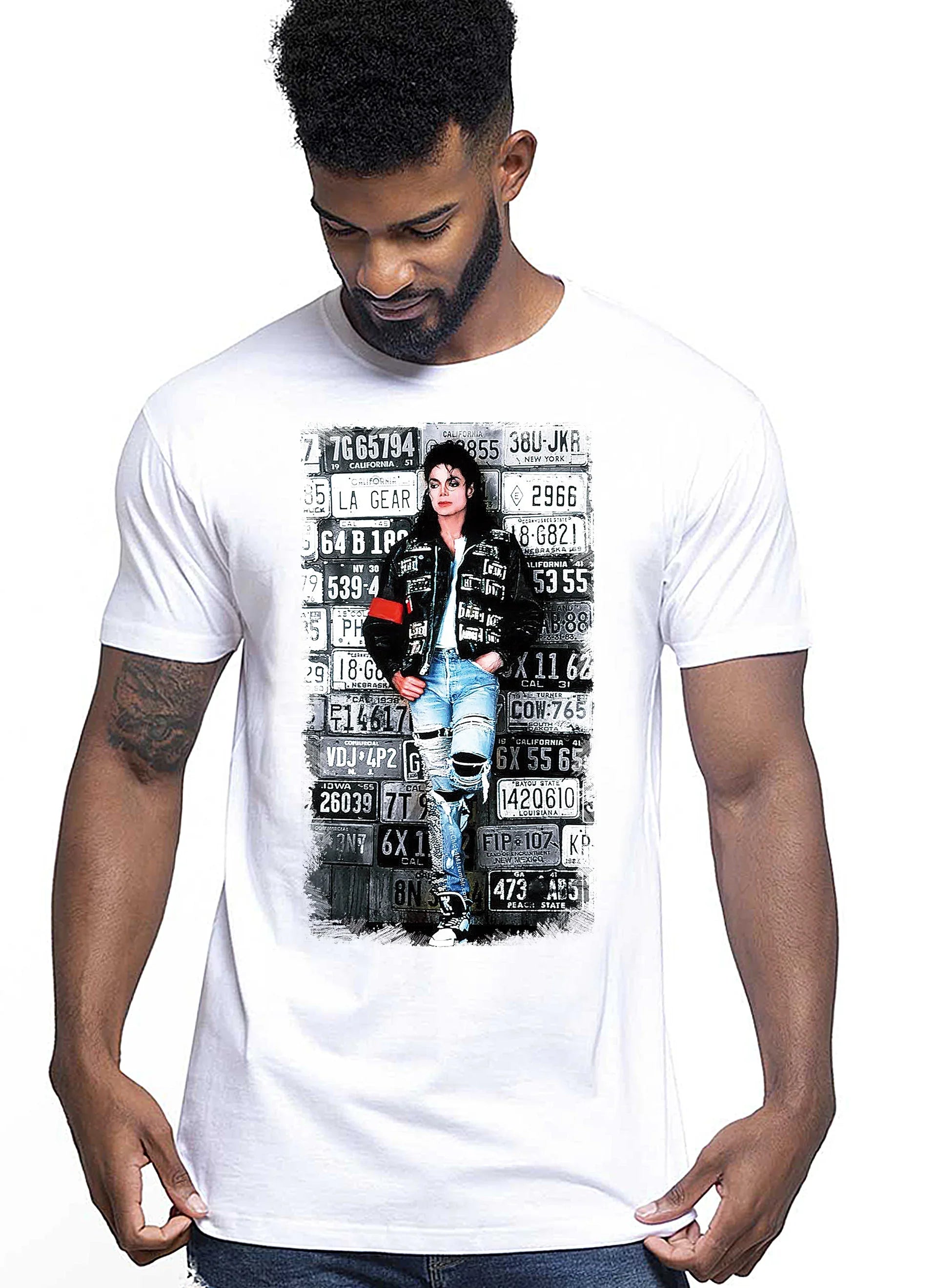 The Legend Michael Jackson Cantante Soggetto 18-20-49-2 T-shirt Urban Men Uomo 100% Cotone Pettinato JK - STREET STYLE