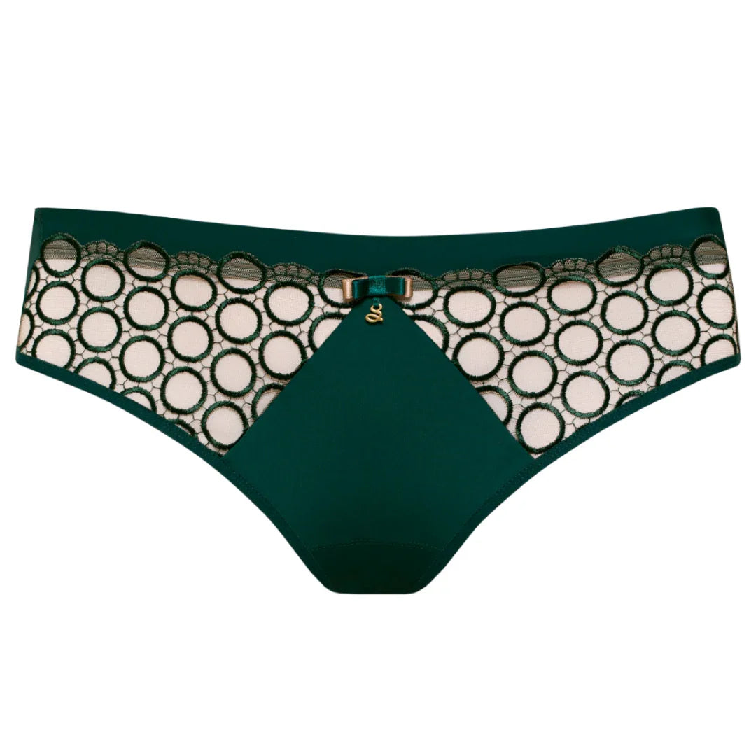 Sheer Mesh Tulle Embroidered Brief Panty Boobie Emerald - STREET STYLE
