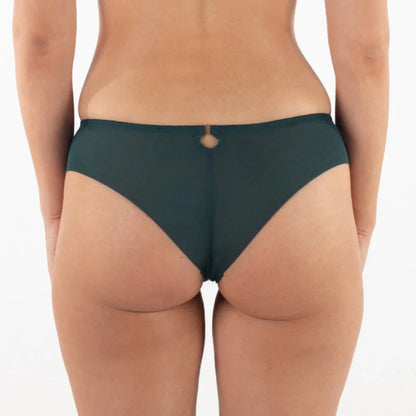 Sheer Mesh Tulle Embroidered Tanga Panty Boobie Emerald - STREET STYLE