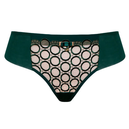 Sheer Mesh Tulle Embroidered Tanga Panty Boobie Emerald - STREET STYLE