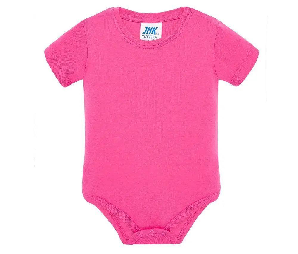 Body neonata rosa a maniche corte in cotone, stile streetwear, essenziale per bambini.