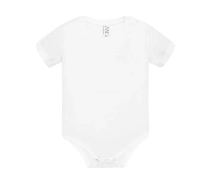 Body neonato bianco a maniche corte in cotone, stile urban streetwear, chiusura bottoni