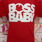 T-shirt rossa streetwear con scritta bianca 'Boss Baby', stile urban Street Style Rimini
