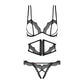 Ultra Sexy Open Cup Crotchless String 3 Piece Lingerie Set Bravelle - STREET STYLE