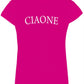T-shirt streetwear donna fucsia in cotone con scritta CIAONE, stile urban Street Style Rimini