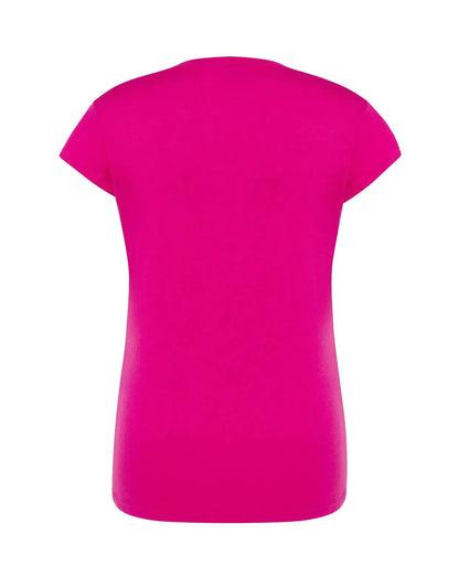 T-shirt donna streetwear in cotone pettinato fucsia, stile urban e maniche corte.