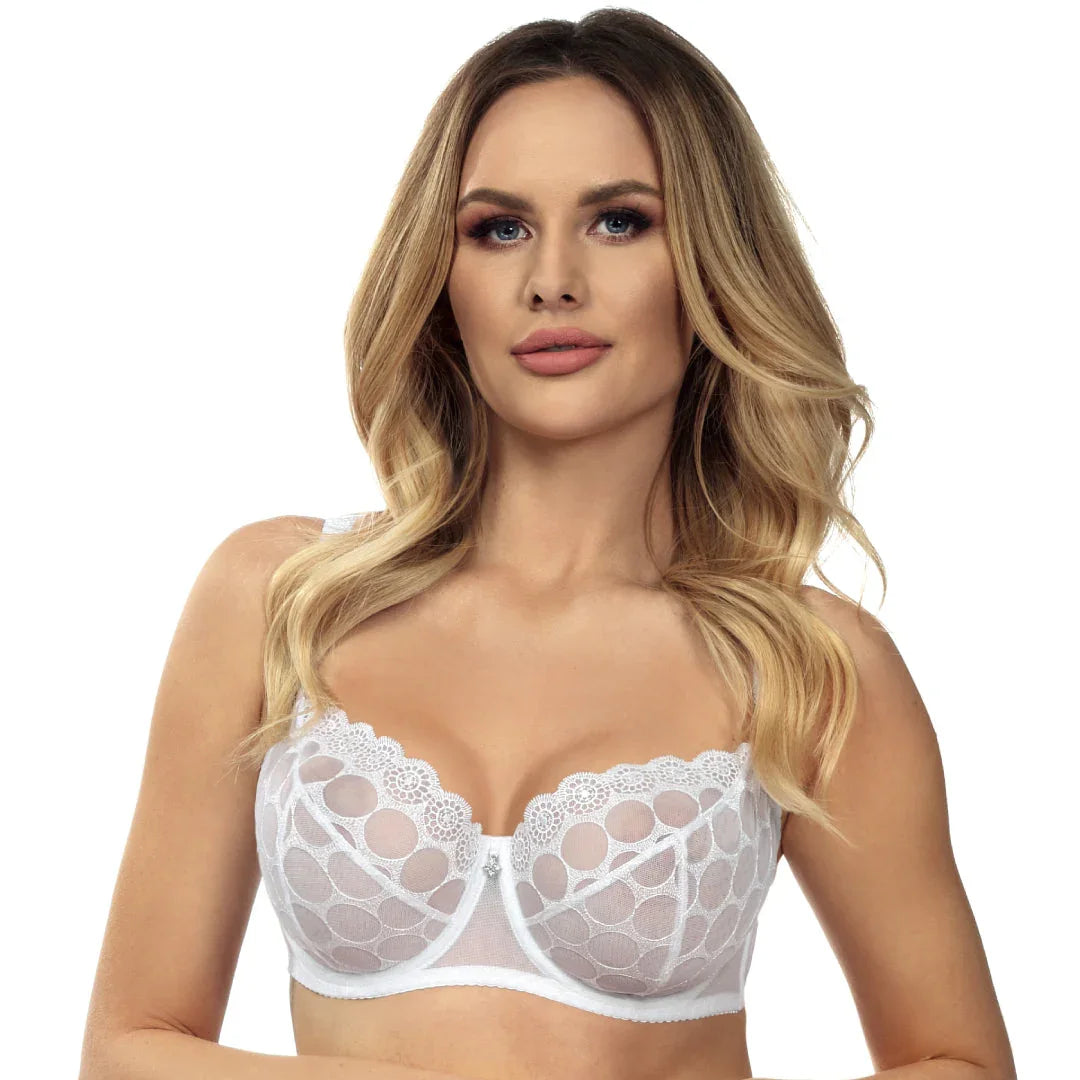 Sheer Lace Soft Cup Bra Coco White - STREET STYLE