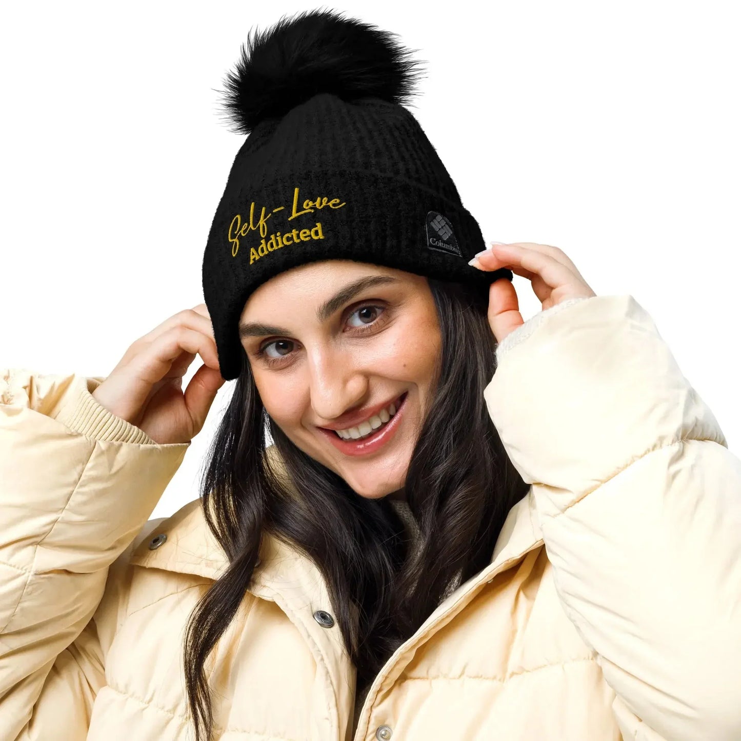 Winter Hats - Self Love - Columbia pom-pom beanie with Embroidery - STREET STYLE