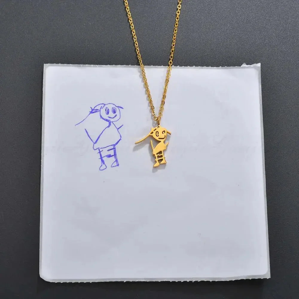 CREATE YOUR OWN DESIGN & DRAWINGS - Doodle Drawing Necklace - custom necklace - STREET STYLE