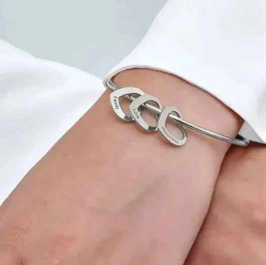 Love Bracelet Peach Heart Name Lettering Titanium Steel Bracelet - STREET STYLE