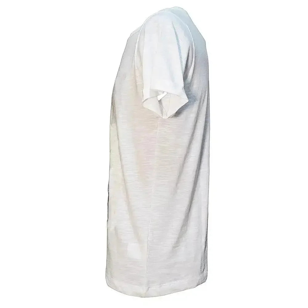 T-shirt bianca uomo streetwear a manica corta, 100% cotone, vista laterale
